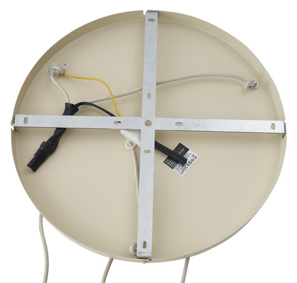 Lampada a sospensione Japandi beige con paralume in tessuto a 3 luci - Bida