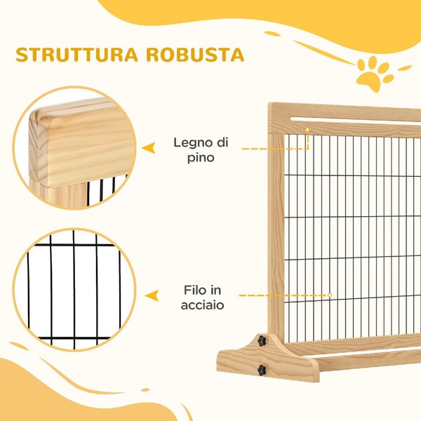 AllMyPets Cancelletto per Cani Estensibile in Legno e Acciaio da Interno 104-183x36x69 cm colore Legno - DHD0639