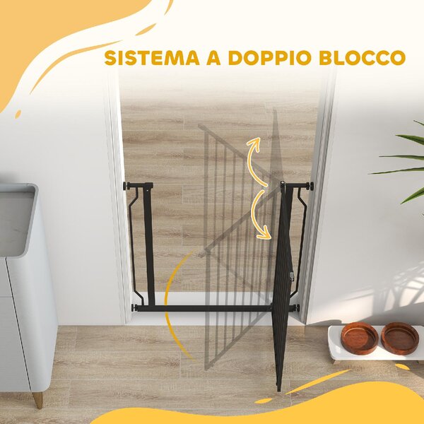 AllMyPets Cancelletto per Cani Estensibile e Regolabile per Scale e Porte, in Acciaio e ABS, 75-85x76 cm colore Nero - L3743BK