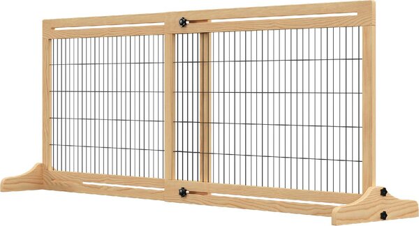 AllMyPets Cancelletto per Cani Estensibile in Legno e Acciaio da Interno 104-183x36x69 cm colore Legno - DHD0639