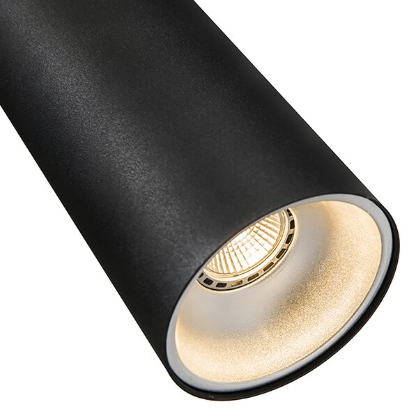 Lampada a sospensione di design nera con adattatore per binario monofase - Iconic Tubo