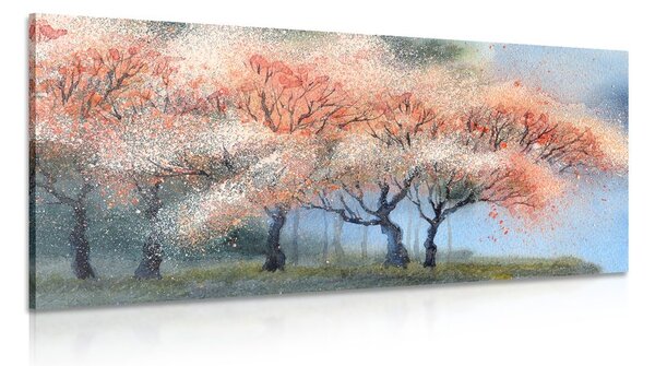 Quadro su tela – Alberi in fiore acquerellati