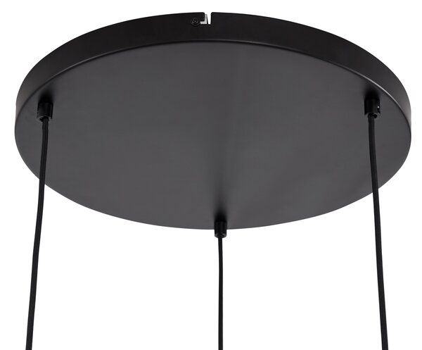 Lampada a sospensione Japandi nera e oro con paralume beige a 3 luci - Pluni