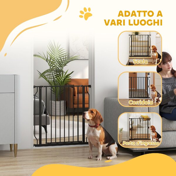 AllMyPets Cancelletto per Cani Estensibile e Regolabile per Scale e Porte, in Acciaio e ABS, 75-85x76 cm colore Nero - L3743BK