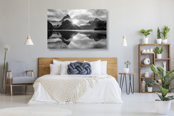 Quadro su tela – Splendida alba in Nuova Zelanda in bianco e nero