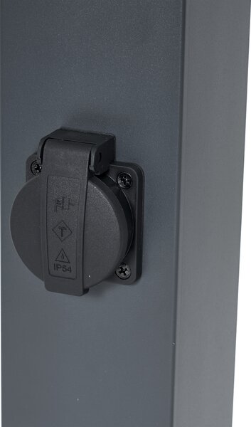 Lampada da esterno grigio scuro con vetro fumé 80cm IP44 con presa e sensore di movimento - Malios