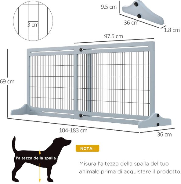 AllMyPets Cancelletto per Cani Estensibile in Legno e Acciaio da Interno 230x230x172 cm colore Blu - D0D038