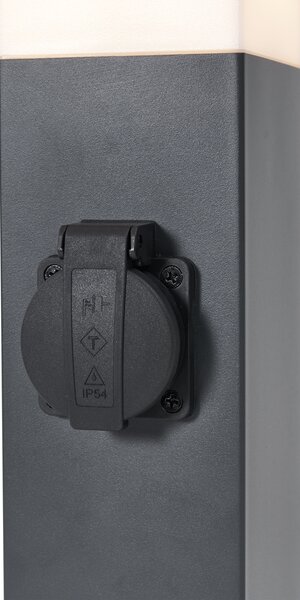 Lampada da esterno grigio scuro con vetro opale 45 cm IP44 con presa e sensore di movimento - Malios