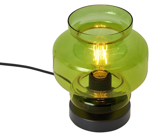Lampada da tavolo retrò nera con vetro verde - Denise