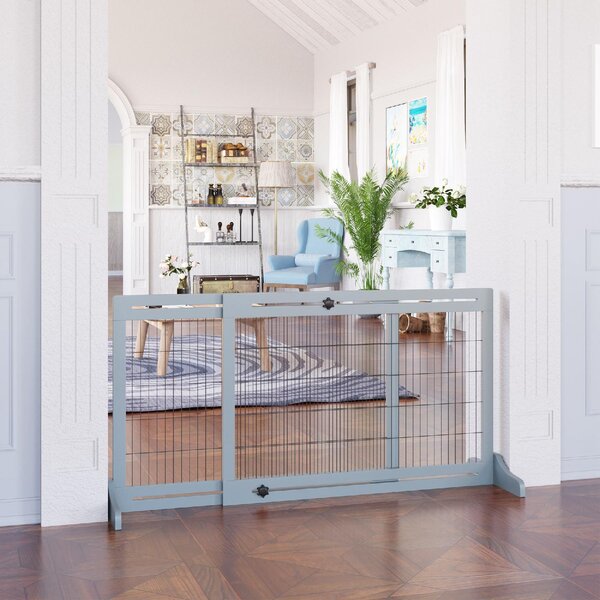 AllMyPets Cancelletto per Cani Estensibile in Legno e Acciaio da Interno 230x230x172 cm colore Blu - D0D038