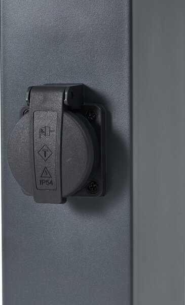 Lampada da esterno grigio scuro con vetro fumé 45cm IP44 con presa e sensore di movimento - Malios
