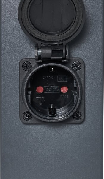 Lampada da esterno grigio scuro con vetro fumé 45cm IP44 con presa e sensore di movimento - Malios