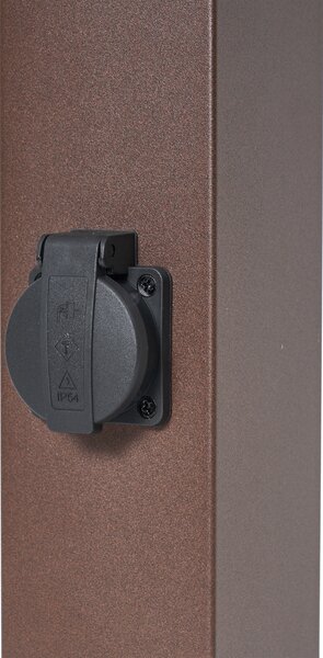Lampada da esterno marrone ruggine con vetro trasparente 80 cm IP44 con presa e sensore di movimento - Malios