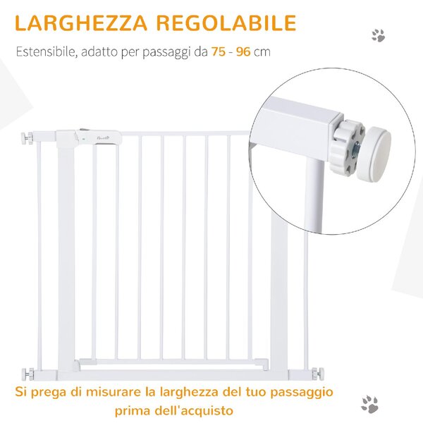 AllMyPets Cancelletto per Cani Fissaggio a Pressione Larghezza Regolabile 75-96cm