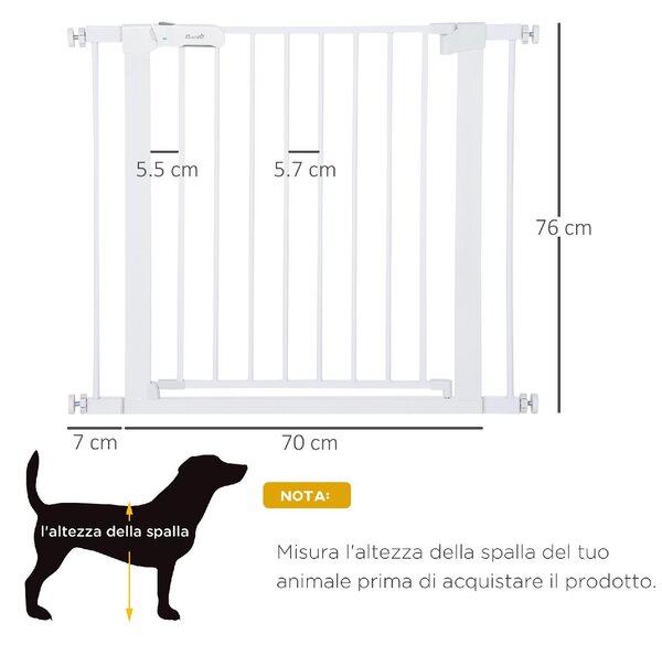 AllMyPets Cancelletto per Cani Fissaggio a Pressione Larghezza Regolabile 75-96cm