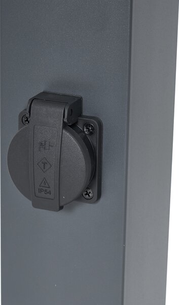 Lampada da esterno grigio scuro con vetro opale 80cm IP44 con presa e sensore di movimento - Malios
