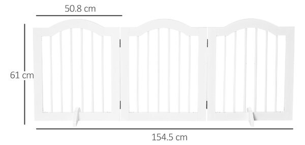 AllMyPets Cancelletto per Cani Pieghevole a 3 Sezioni in Legno 154.5x29.5x61cm Bianco