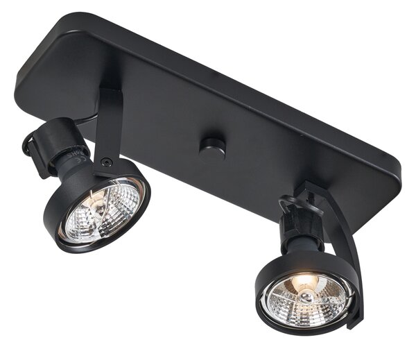 Faretto da soffitto di design nero GU10 70mm 2 luci regolabile - Vo