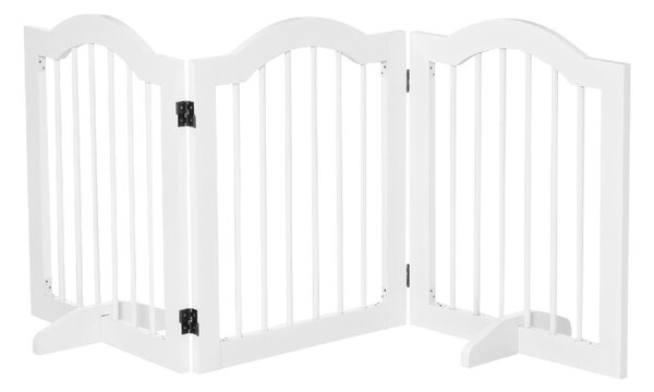 AllMyPets Cancelletto per Cani Pieghevole a 3 Sezioni in Legno 154.5x29.5x61cm Bianco