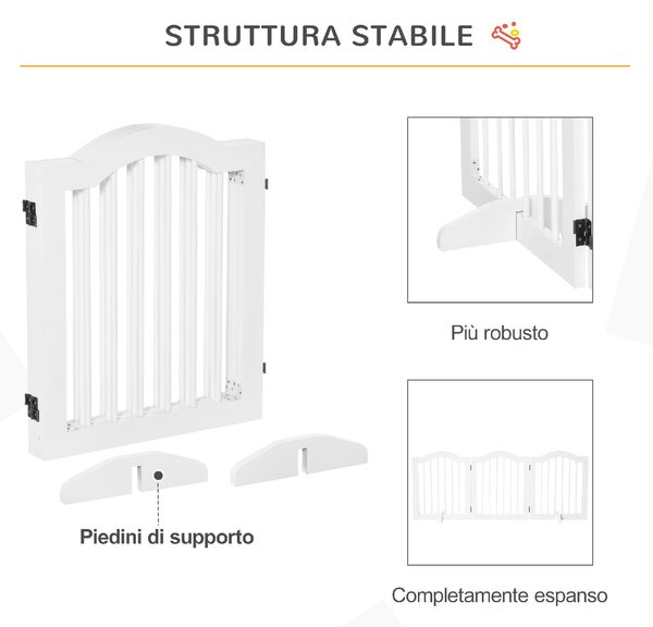 AllMyPets Cancelletto per Cani Pieghevole a 3 Sezioni in Legno 154.5x29.5x61cm Bianco
