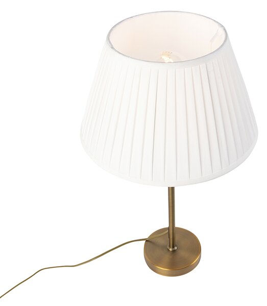 Lampada da tavolo in bronzo con paralume plissettato bianco 35 cm - Parte