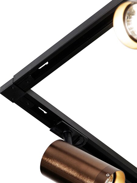 Sistema di illuminazione a binario moderno con 5 faretti bronzo scuro 1 fase GU10 70mm - Iconic Jeana Luxe