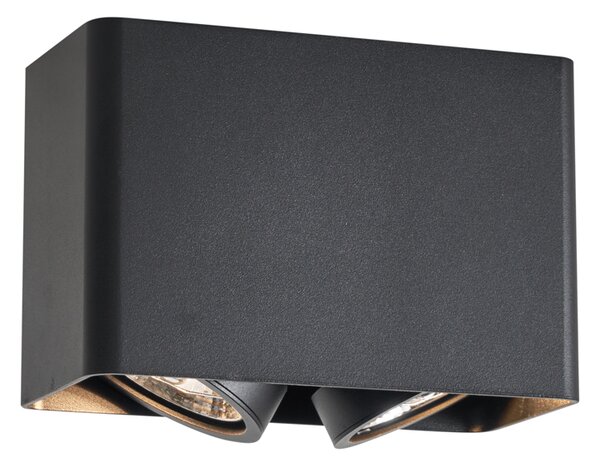 Faretto di design da superficie nero GU10 70mm 2-luci orientabile e inclinabile - Vox