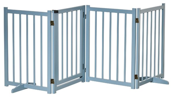 AllMyPets Cancelletto per Cani Pieghevole Taglia Piccola/Media con 4 Pannelli in Legno e Porta, 237.5x36x80 cm colore Grigio - L3757GY
