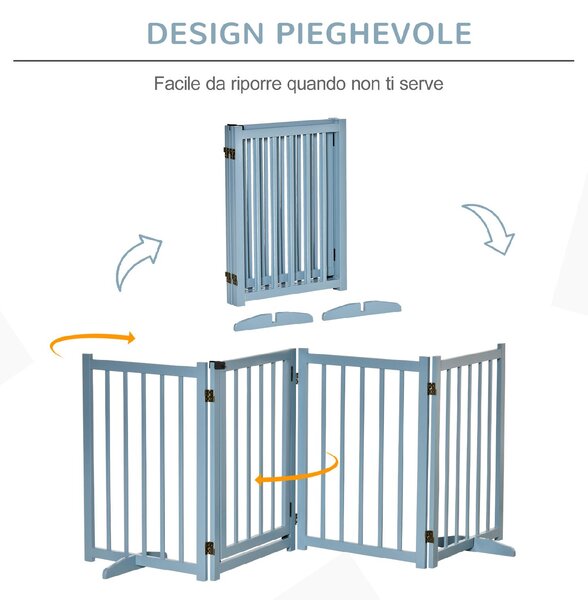 AllMyPets Cancelletto per Cani Pieghevole Taglia Piccola/Media con 4 Pannelli in Legno e Porta, 237.5x36x80 cm colore Grigio - L3757GY