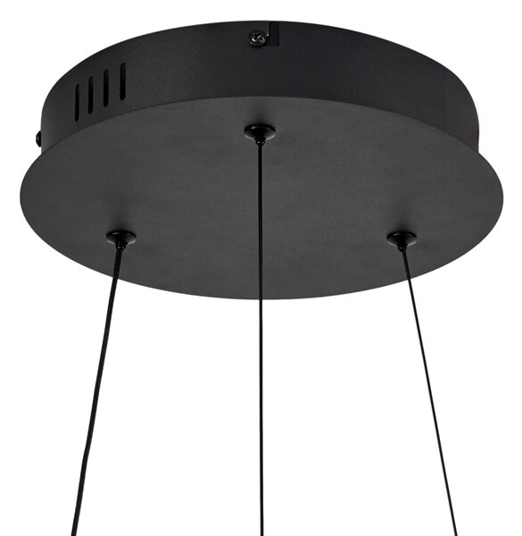 Lampada a sospensione moderna nera 59cm incl. LED dimmerabile a 3 livelli - Anello Chandelier