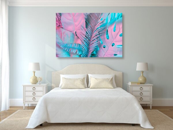 Quadro su tela – Foglie di palma in colori neon straordinari