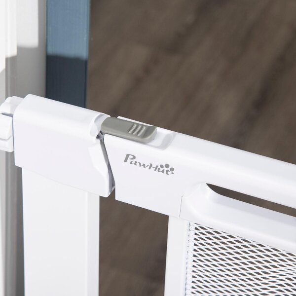 AllMyPets Cancelletto per Cani Regolabile con Chiusura Automatica, Acciaio e ABS, 75-82x76 cm colore Bianco - R361WT
