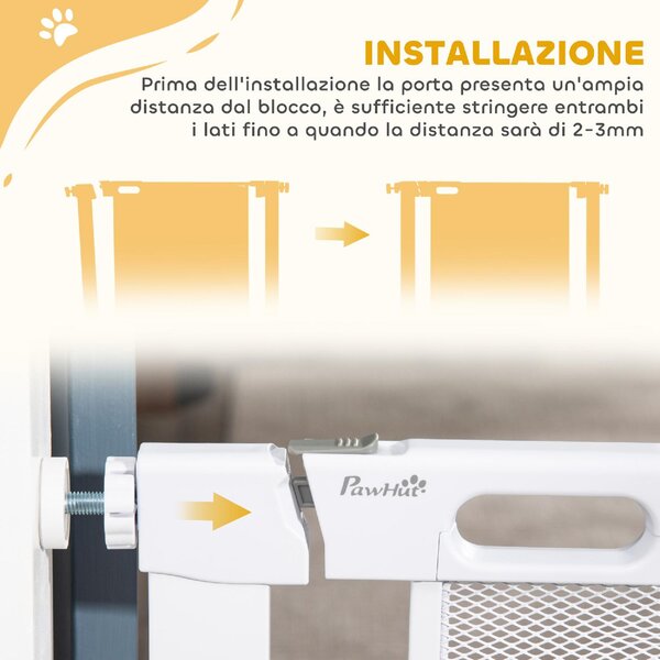 AllMyPets Cancelletto per Cani Regolabile con Chiusura Automatica, Acciaio e ABS, 75-82x76 cm colore Bianco - R361WT