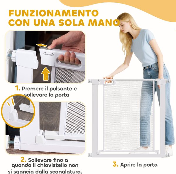 AllMyPets Cancelletto per Cani Regolabile con Chiusura Automatica, Acciaio e ABS, 75-82x76 cm colore Bianco - R361WT