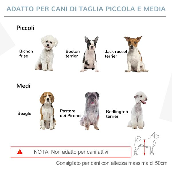 AllMyPets Cancelletto per Cani Pieghevole Taglia Piccola/Media con 4 Pannelli in Legno e Porta, 237.5x36x80 cm colore Grigio - L3757GY