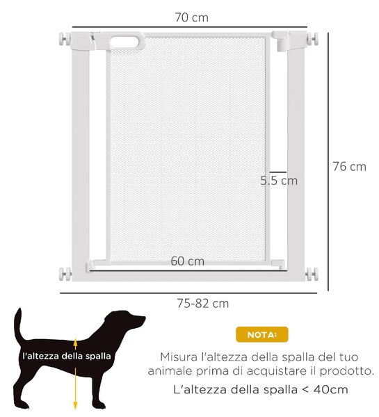 AllMyPets Cancelletto per Cani Regolabile con Chiusura Automatica, Acciaio e ABS, 75-82x76 cm colore Bianco - R361WT