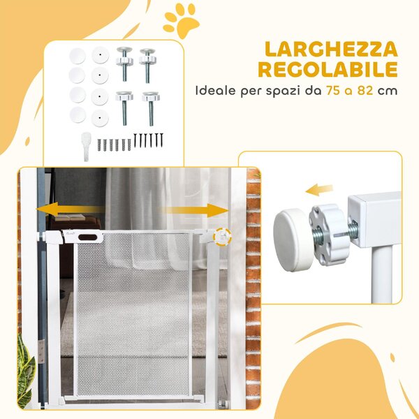AllMyPets Cancelletto per Cani Regolabile con Chiusura Automatica, Acciaio e ABS, 75-82x76 cm colore Bianco - R361WT