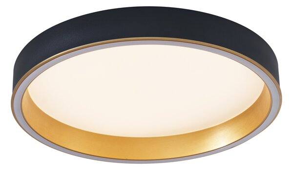 Plafoniera di design nera con oro 40cm incl. LED con interruttore a 3 vie - Ingo