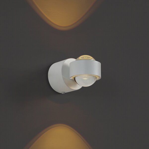 Lampada da parete di design bianca con LED IP44 - Lens