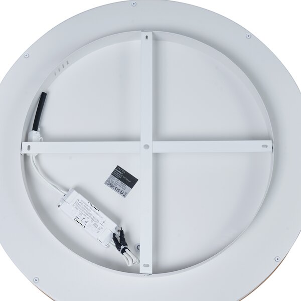 Plafoniera di design bianca con legno 60 cm incl. LED con interruttore a 3 vie - Ingo