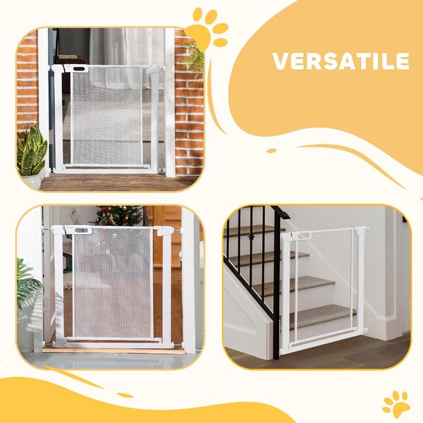 AllMyPets Cancelletto per Cani Regolabile con Chiusura Automatica, Acciaio e ABS, 75-82x76 cm colore Bianco - R361WT