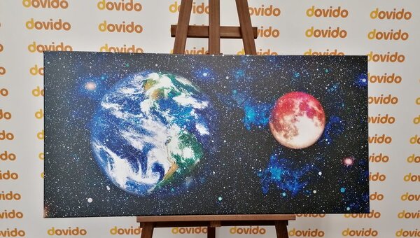 Stampa su tela – Pianeta Terra e Luna rossa