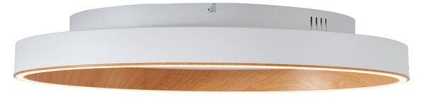 Plafoniera di design bianca con legno 60 cm incl. LED con interruttore a 3 vie - Ingo