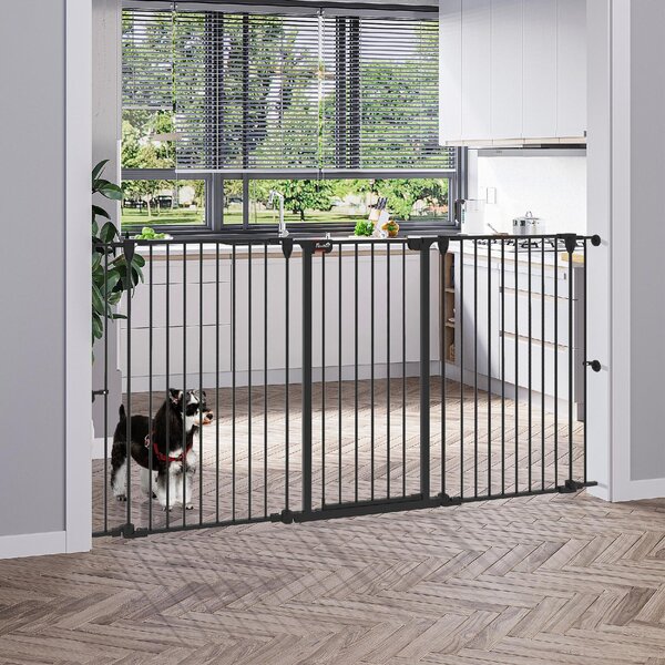 AllMyPets Cancelletto per Cani Taglia Media a 3 Pannelli con Doppio Sistema di Blocco 206x90 cm colore Nero - D94DHBK
