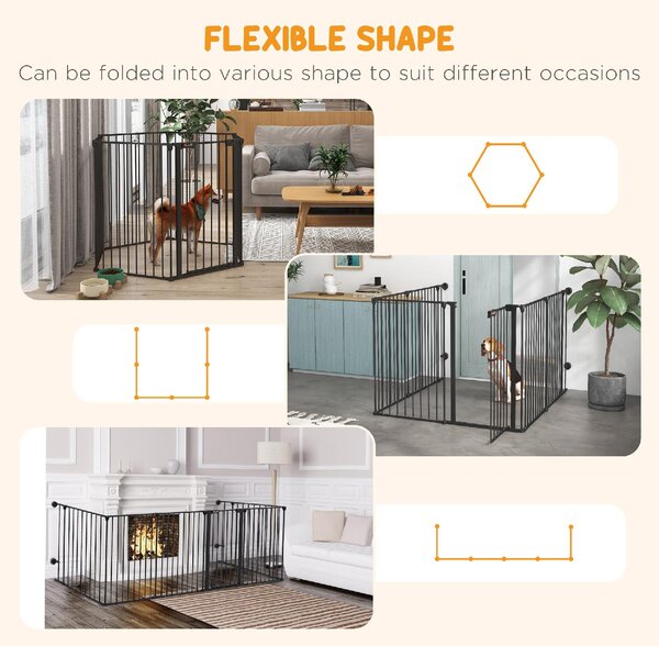 AllMyPets Cancelletto per Cani Taglia Media Pieghevole e Modulabile in Metallo e Plastica 123x102x90 cm colore Nero - D93DHBK