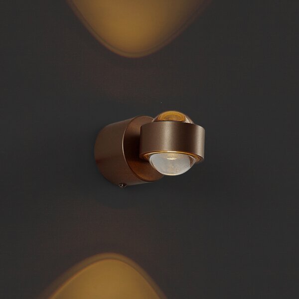 Lampada da parete di design bronzo scuro con LED IP44 - Lens