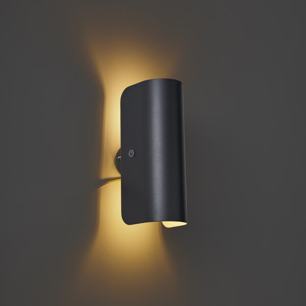 Lampada da parete moderna nera a 2 luci - Gotthard