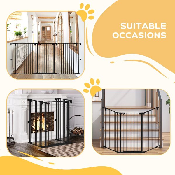 AllMyPets Cancelletto per Cani Taglia Media a 3 Pannelli con Doppio Sistema di Blocco 206x90 cm colore Nero - D94DHBK