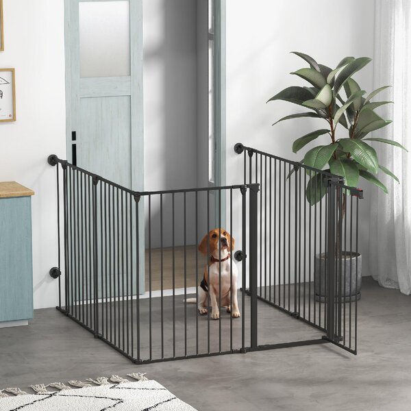 AllMyPets Cancelletto per Cani Taglia Media Pieghevole e Modulabile in Metallo e Plastica 123x102x90 cm colore Nero - D93DHBK