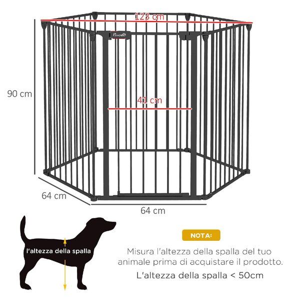 AllMyPets Cancelletto per Cani Taglia Media Pieghevole e Modulabile in Metallo e Plastica 123x102x90 cm colore Nero - D93DHBK